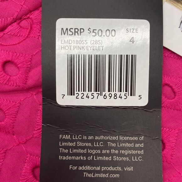 The Limited Tailored Shorts 4 Hot Pink Eyelet 100 Cotton Solid Flat Front NWT - Picture 11 of 11